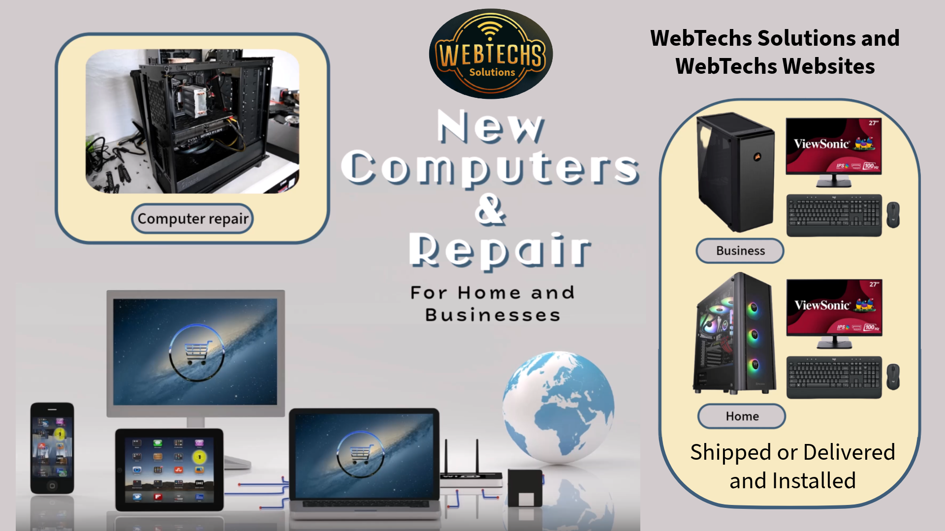 Showing new computers and repair