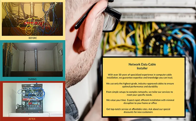 picture of before and after clean/rewiring network cabinet