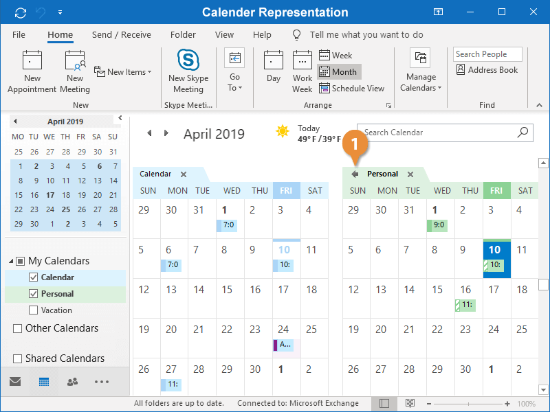 calendar showing upcoming events